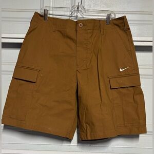Nike Men’s Cargo Shorts in Caramel Brown with White Swoosh